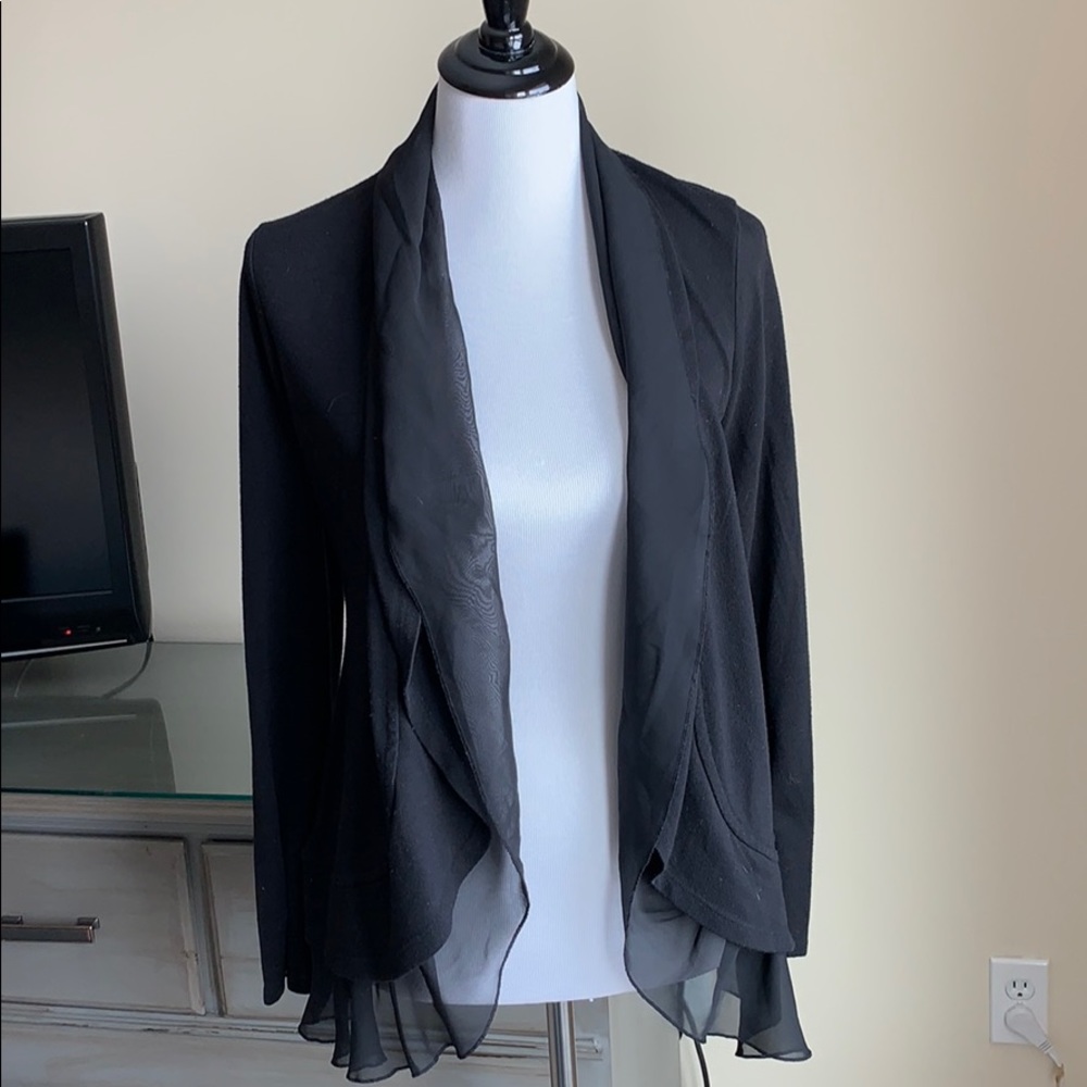 Black Open Front Cardigan